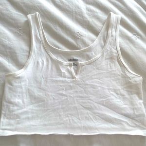 Wild fable womens white bitch front cropped tiny tank top